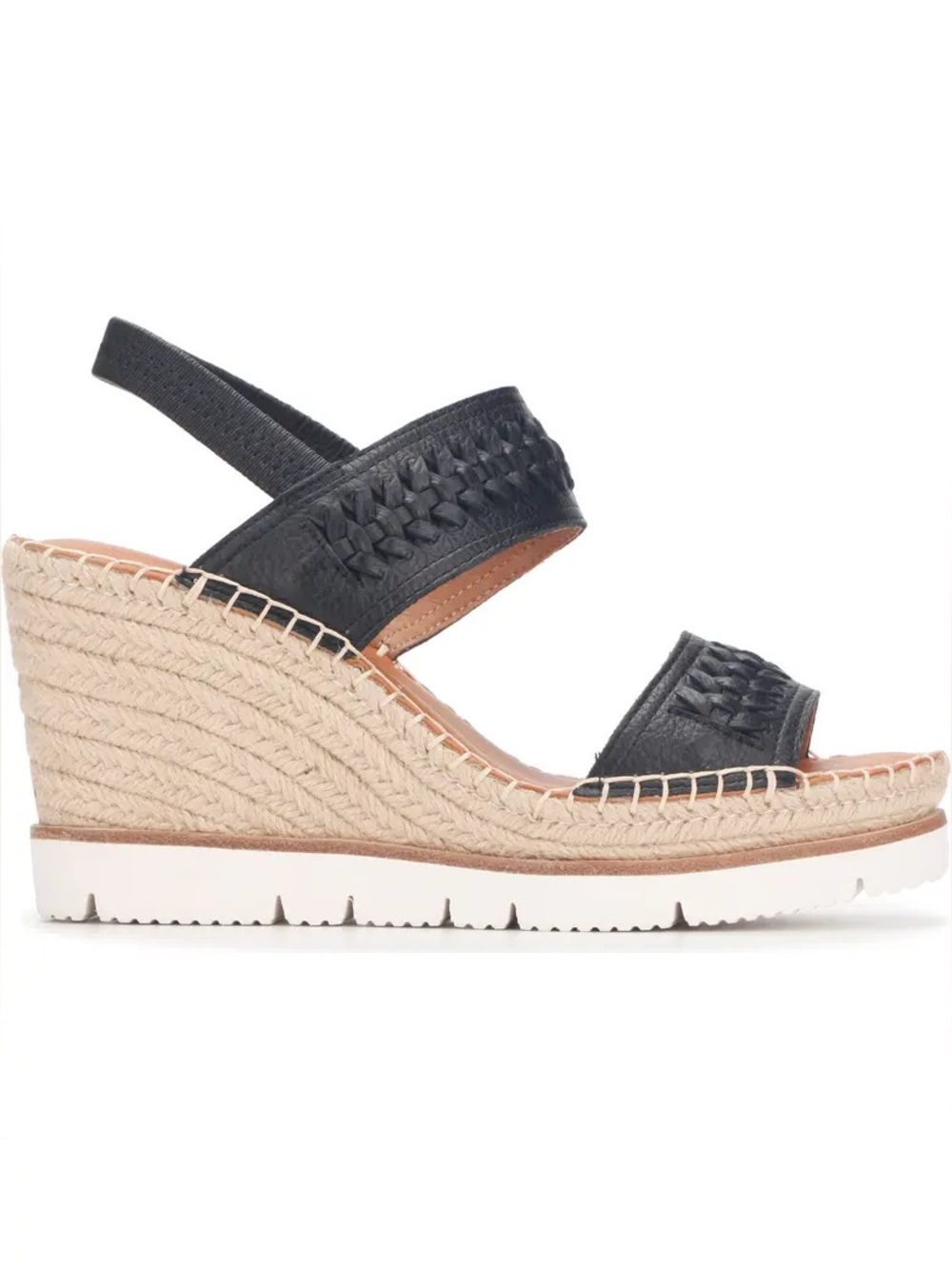 Gentle Souls Kenneth Cole Elyssa Black Leather Braid Espadrille Wedge Sandal 7.5